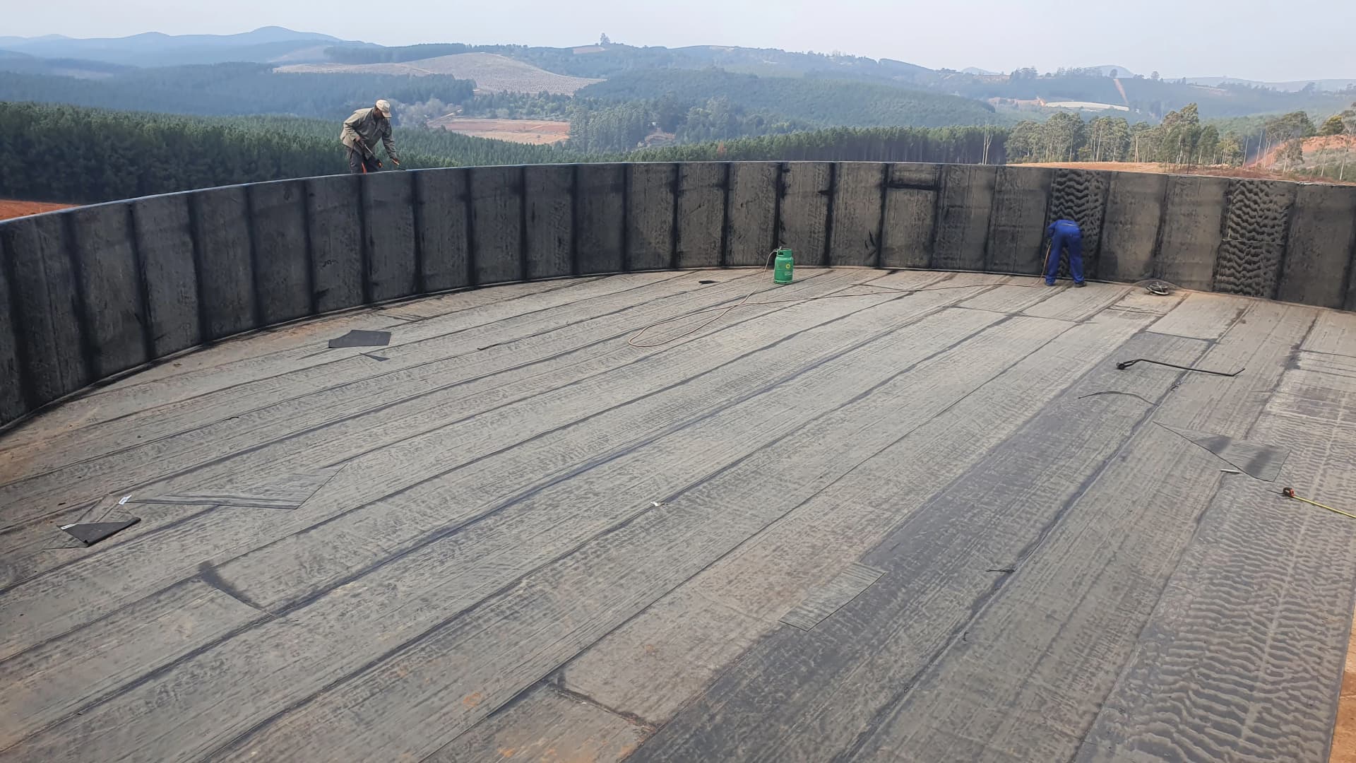 Bitumen torch-on waterproofing work for leak prevention