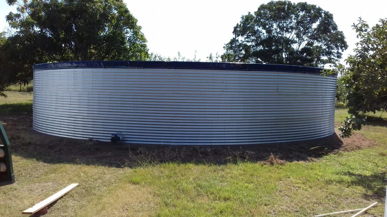 Corrugated steel water tank installed in Tulbagh, Western Cape