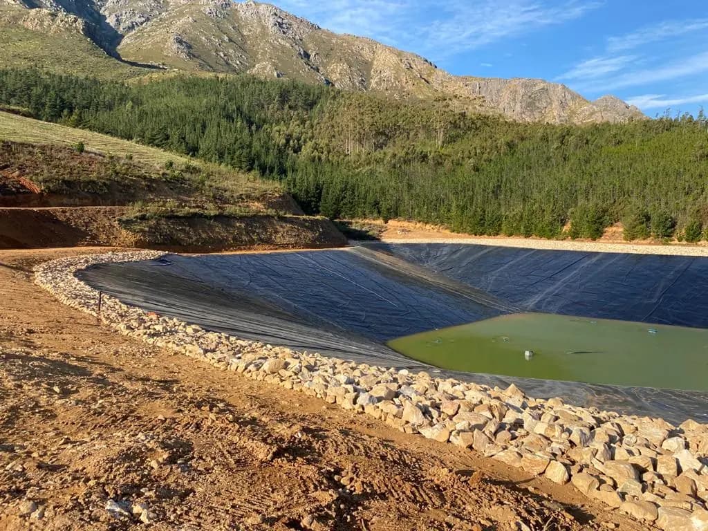 Dam lining and water storage solutions in the Western Cape Dam lining reservoir installation in the Western Cape by Damtech